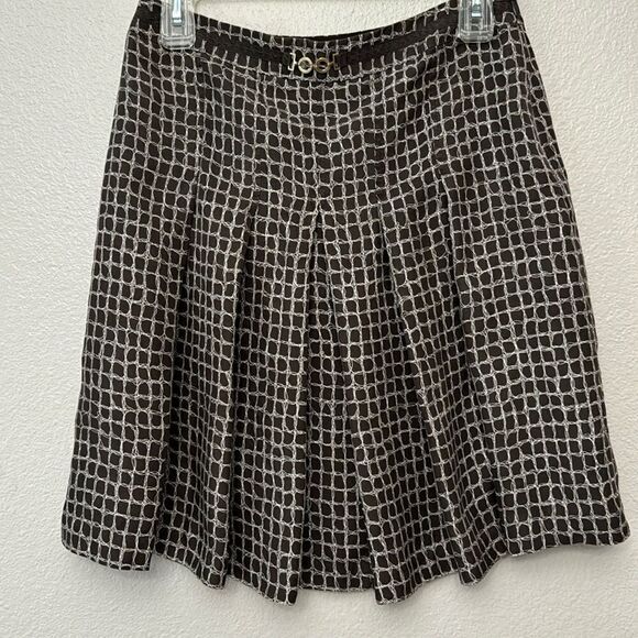 Ann Taylor Petites Brown/Crean Silk Skirt Size 4P - Picture 1 of 5
